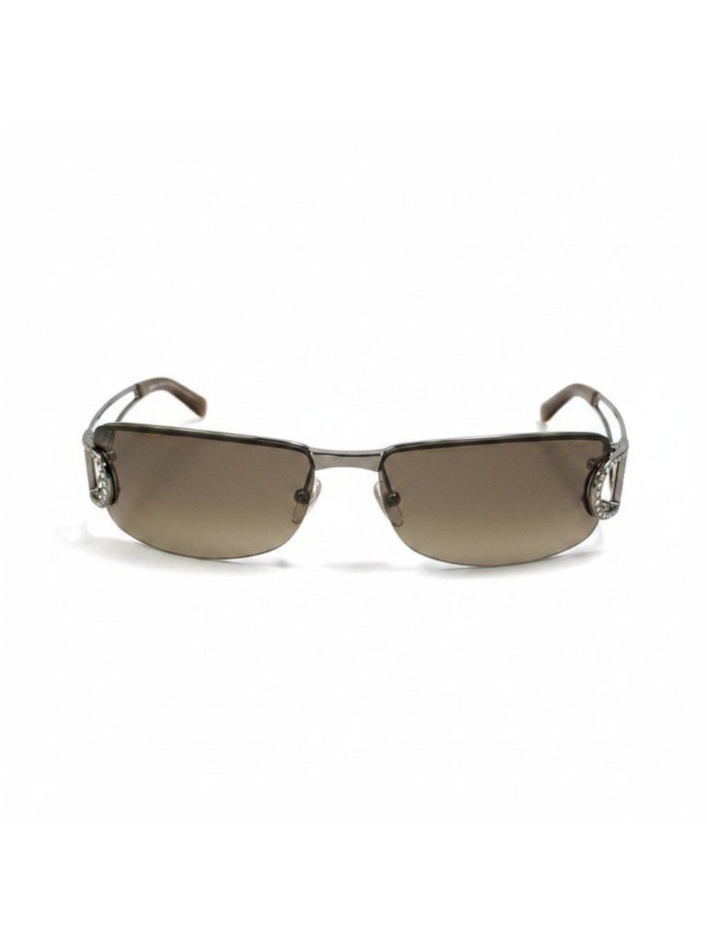 Dior I8 LY Rimless Color Lens Sunglasses Rhinestone 61 Brown Gold Eyewear